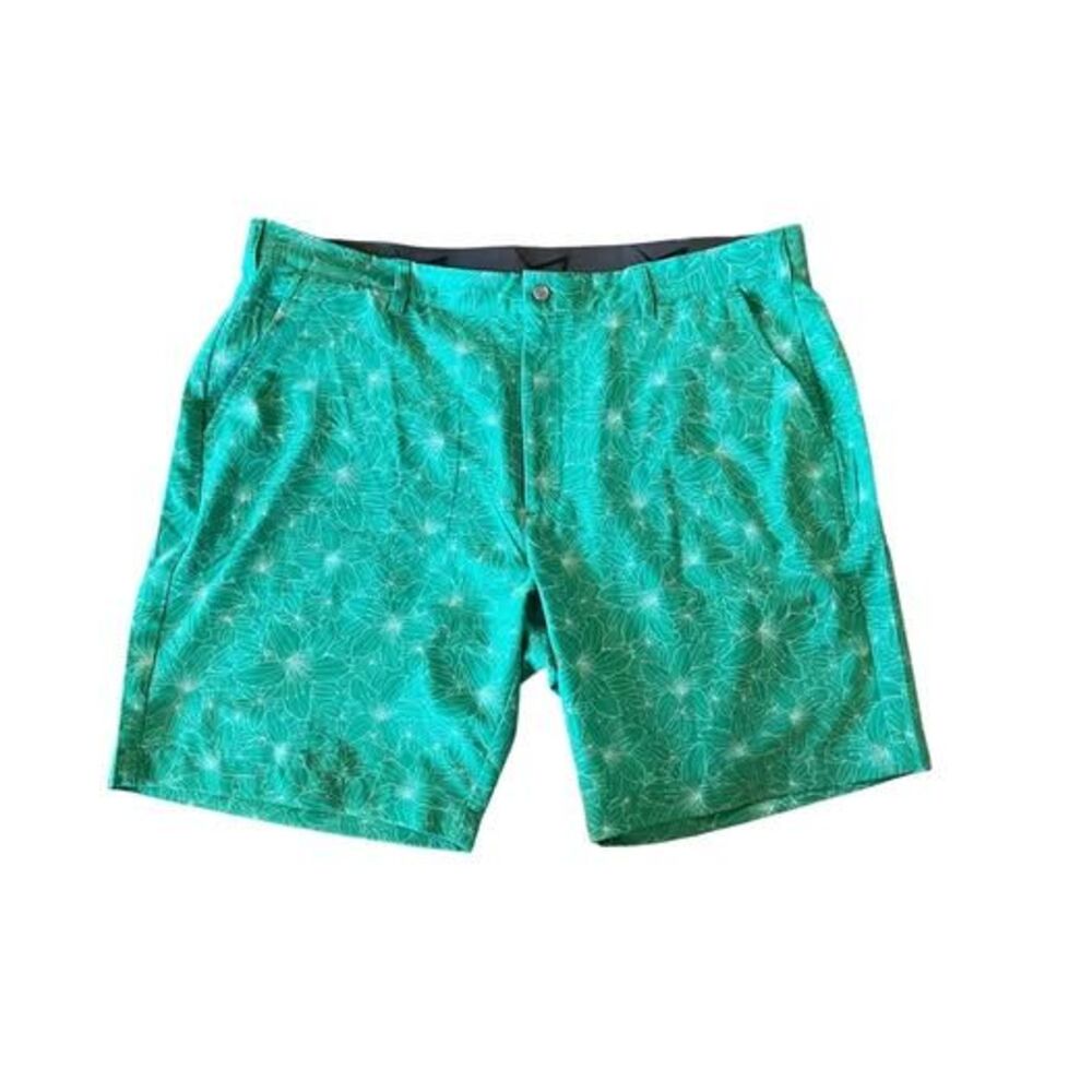 Tgw Performance Shorts Men's Flat Front Green White Floral Size 40